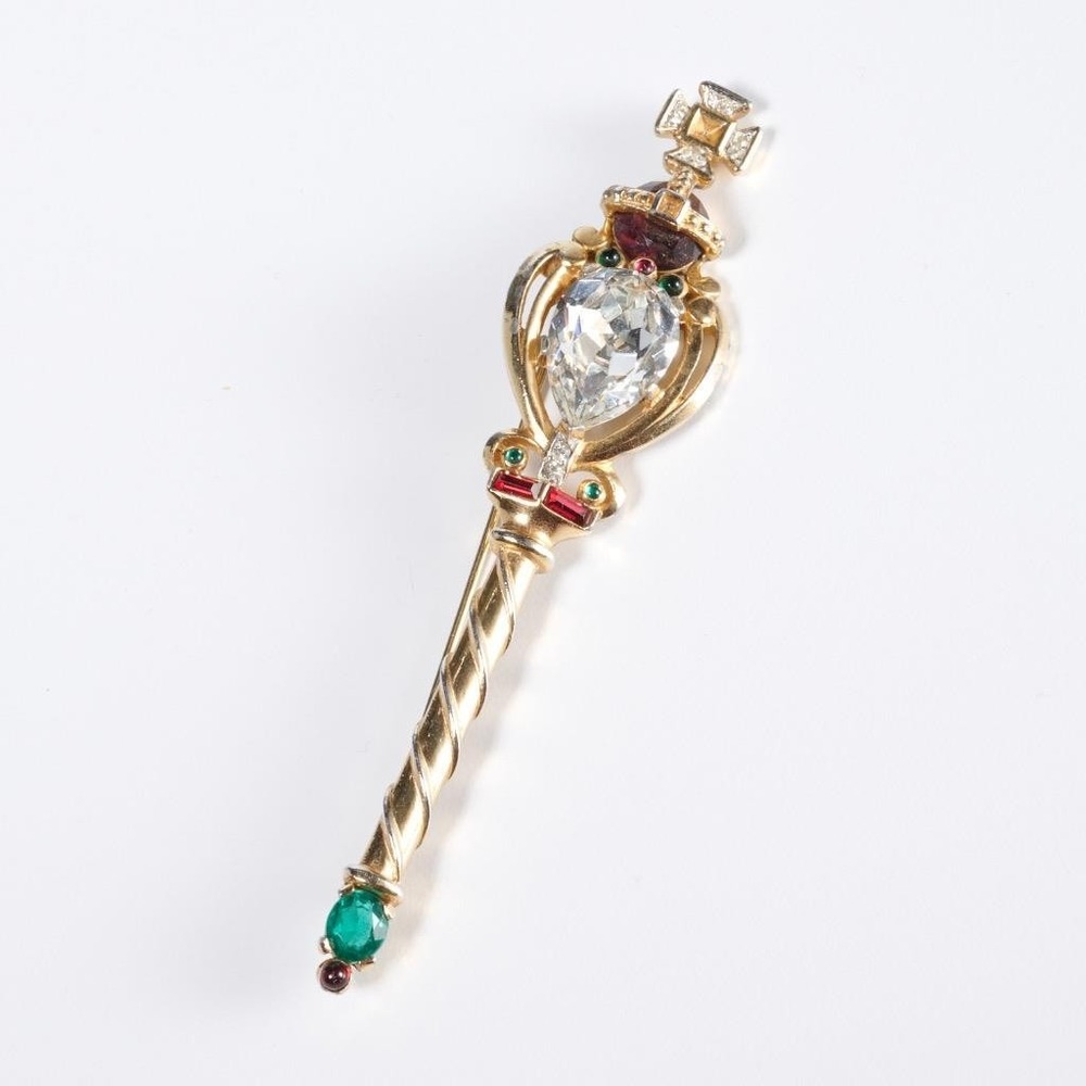Crown Trifari Alfred Philippe Scepter Brooch Queen Elizabeth Coronation Series
